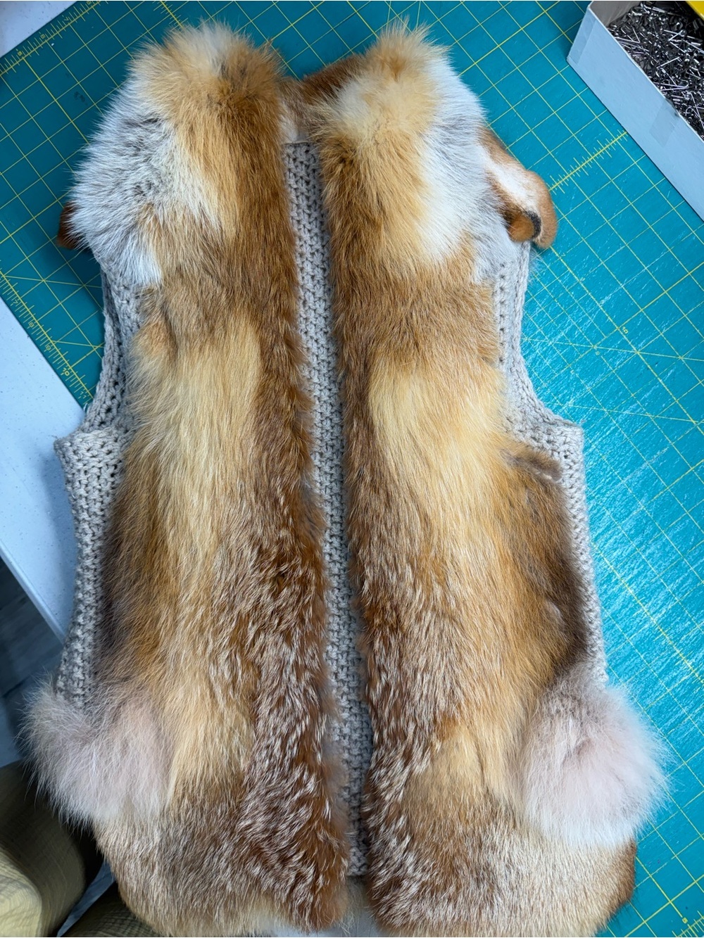 Handmade genuine Fox Fur Vest in Golden Brown